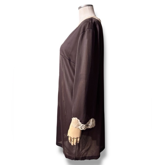 EMILIO PUCCI Brown Short Robe with Cream Lace Trim VINTAGE - Picture 4 of 9